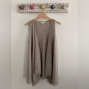 Minnie Rose Cashmere Light Gray Open Cardigan Vest